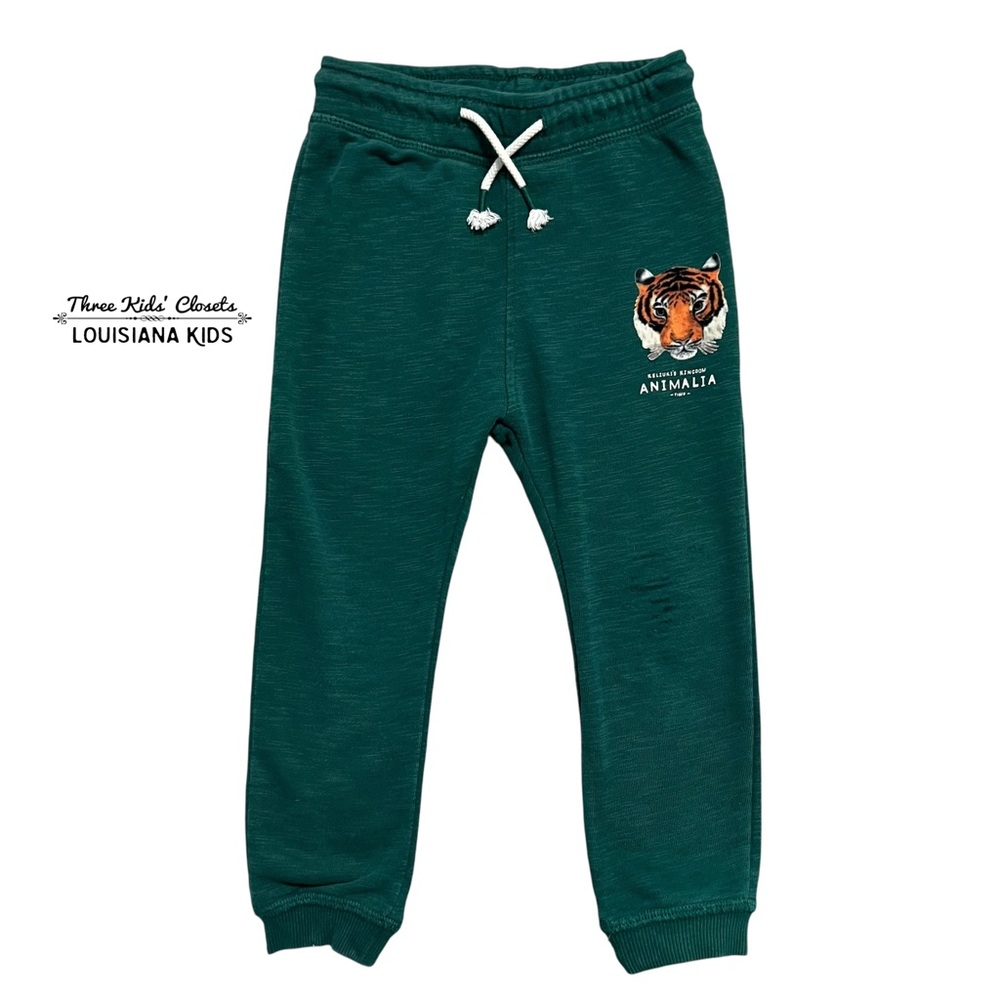 Kelzuki x H&M 2-3Y Green Animalia Tiger Sweatpants